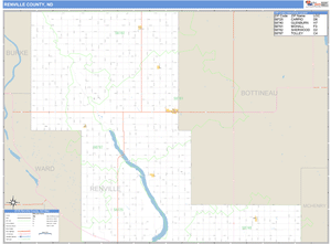 Renville County, North Dakota Zip Code Wall Map