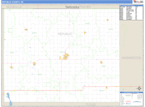 Republic County, Kansas Zip Code Wall Map