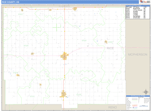 Rice County, Kansas Zip Code Wall Map