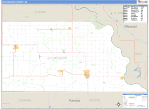 Richardson County, Nebraska Zip Code Wall Map