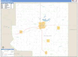 Richland County, Illinois Zip Code Wall Map