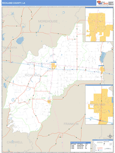 Richland County, Louisiana Zip Code Wall Map