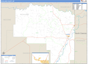Richland County, Montana Zip Code Wall Map