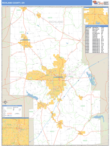 Richland County, Ohio Zip Code Wall Map