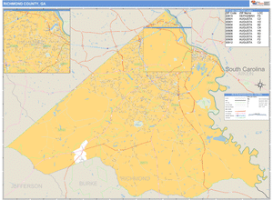 Richmond County, Georgia Zip Code Wall Map