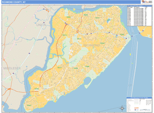 Richmond County, New York Zip Code Wall Map