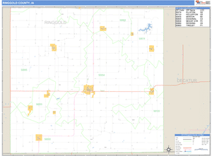 Ringgold County, Iowa Zip Code Wall Map