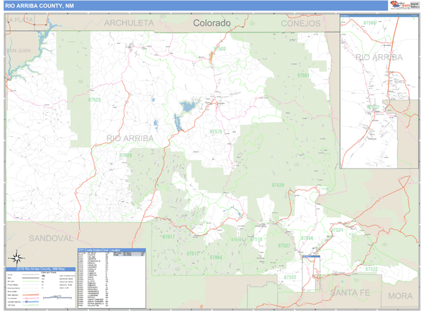 Rio Arriba County, New Mexico Zip Code Wall Map Market Maps (IDI)