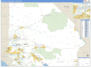 Riverside-San Bernardino, California Metro Area Wall Map