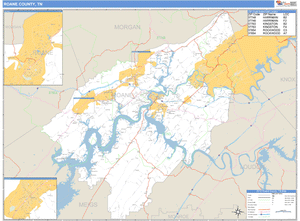 Roane County, Tennessee Zip Code Wall Map