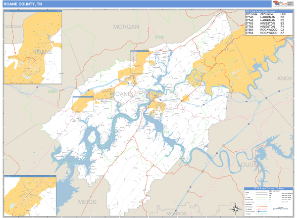 Roane County, Tennessee Zip Code Wall Map Market Maps (IDI)