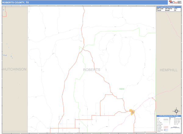 Roberts County, Texas Zip Code Wall Map Market Maps (IDI)