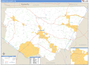 Robertson County, Tennessee Zip Code Wall Map