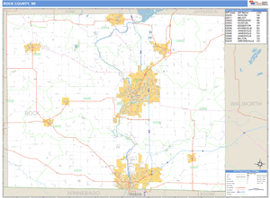 Rock County, Wisconsin Zip Code Wall Map