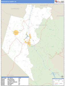 Rockcastle County, Kentucky Zip Code Wall Map