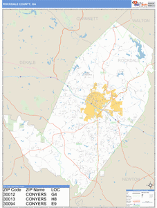 Rockdale County, Georgia Zip Code Wall Map