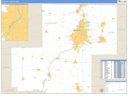 Rockford, Illinois Metro Area Wall Map Market Maps (IDI)