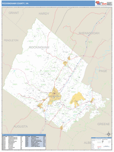 Rockingham County, Virginia Zip Code Wall Map