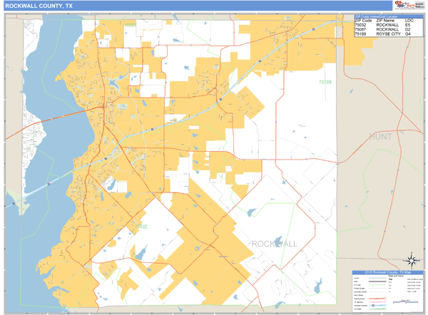 Rockwall County, Texas Zip Code Wall Map Market Maps (IDI)