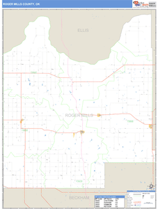 Roger Mills County, Oklahoma Zip Code Wall Map
