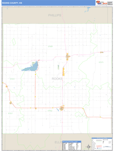 Rooks County, Kansas Zip Code Wall Map