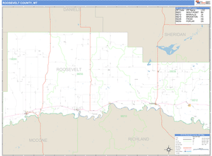 Roosevelt County, Montana Zip Code Wall Map
