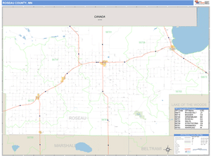 Roseau County, Minnesota Zip Code Wall Map