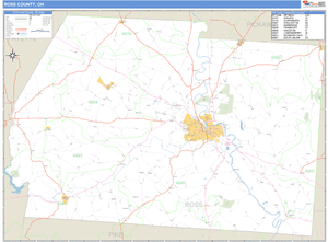 Ross County, Ohio Zip Code Wall Map