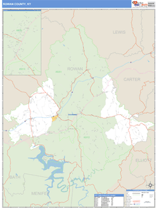 Rowan County, Kentucky Zip Code Wall Map