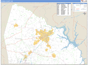 Rowan County, North Carolina Zip Code Wall Map