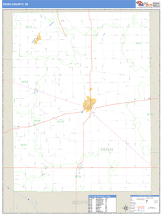 Rush County, Indiana Zip Code Wall Map