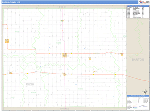 Rush County, Kansas Zip Code Wall Map