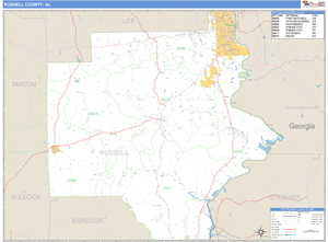 Russell County, Alabama Zip Code Wall Map