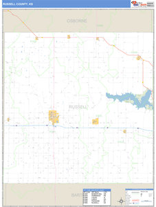 Russell County, Kansas Zip Code Wall Map