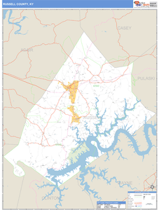 Russell County, Kentucky Zip Code Wall Map