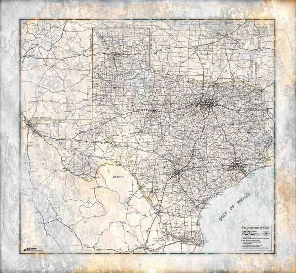 Rustic Antique Texas Wall Map Maps.com