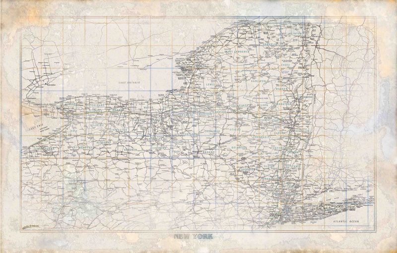 Rustic New York Wall Map Maps.com