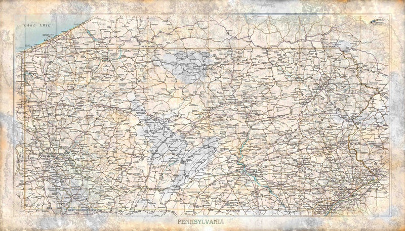 Rustic Pennsylvania Wall Map Maps.com