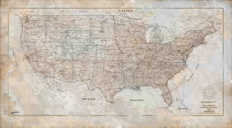 Compart Maps Rustic USA Wall Map | Map Geek.com