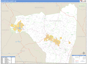 Rutherford County, North Carolina Zip Code Wall Map