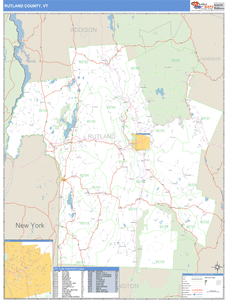Rutland County, Vermont Zip Code Wall Map