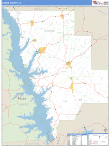Sabine County, Louisiana Zip Code Wall Map