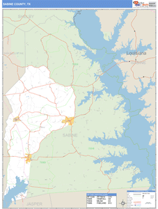 Sabine County, Texas Zip Code Wall Map