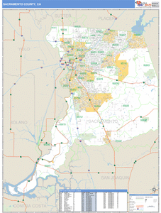 Sacramento County, California Zip Code Wall Map