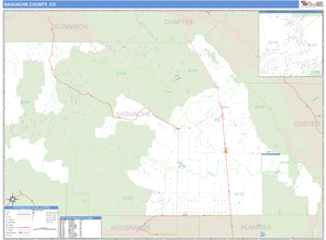 Saguache County, Colorado Zip Code Wall Map
