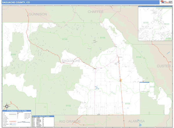 Saguache County, Colorado Zip Code Wall Map Market Maps (IDI)