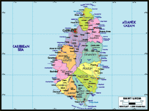 Saint Lucia Political Wall Map