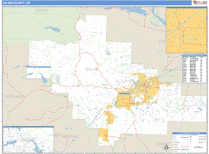Saline County, Arkansas Zip Code Wall Map