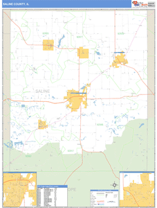 Saline County, Illinois Zip Code Wall Map