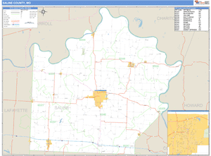 Saline County, Missouri Zip Code Wall Map